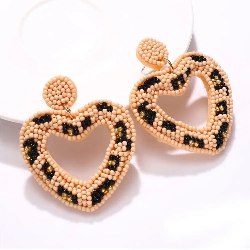 Beaded Heart Dangle Earrings ❤️